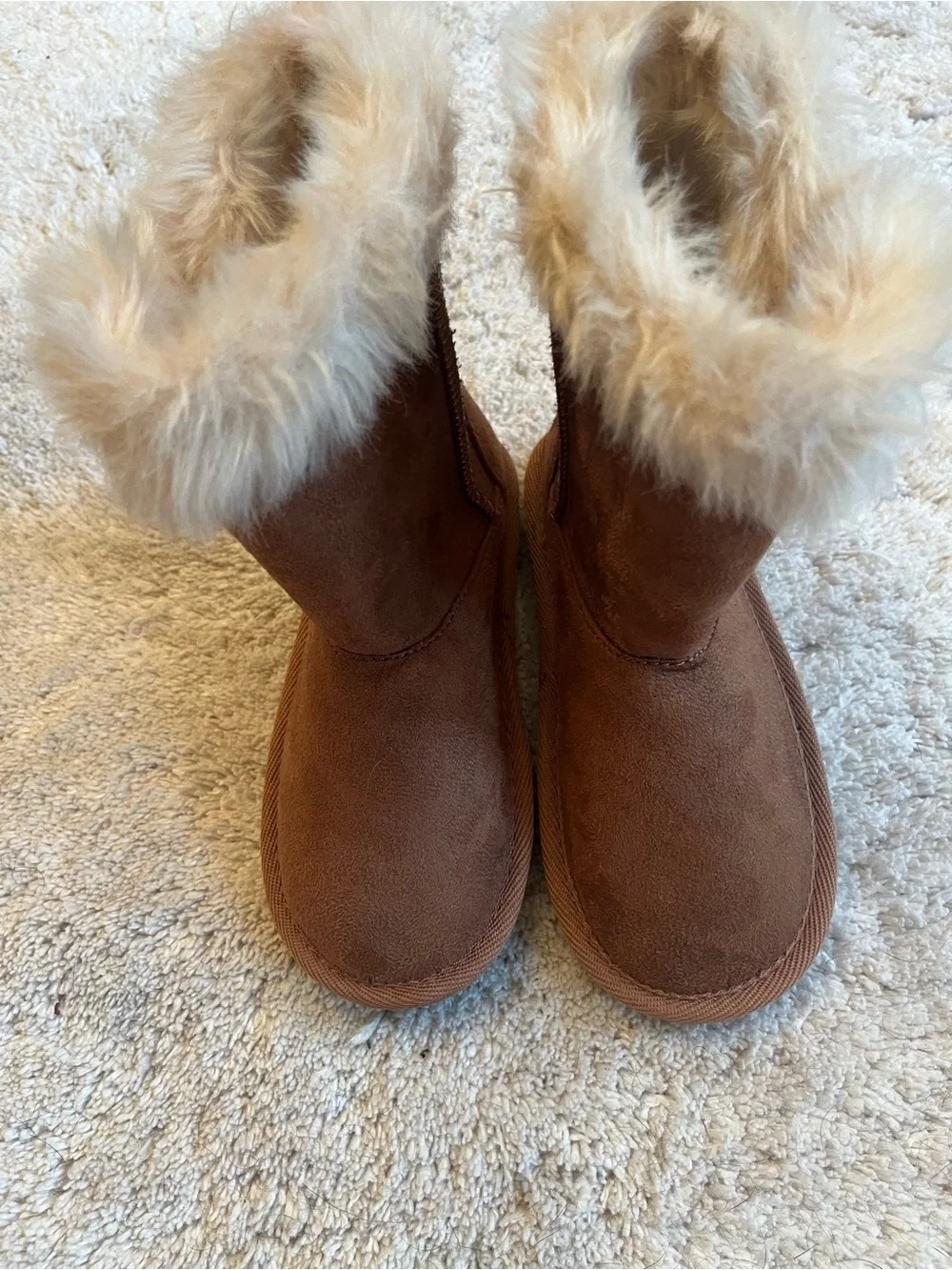 The Children's Place Brown Faux-Fur Cuff Booties